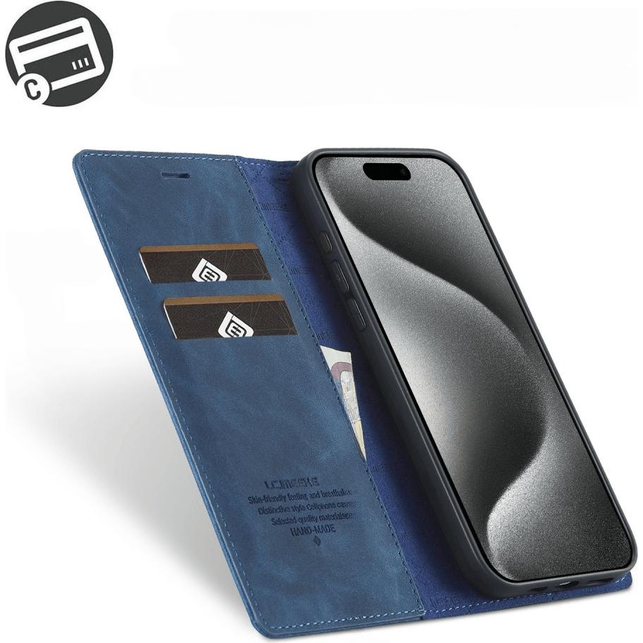 Thumbnail - LC.Imeeke iPhone 16 Pro - Flip Case Vintage (Apple iPhone 16 Pro), Smartphone Hülle, Blau
