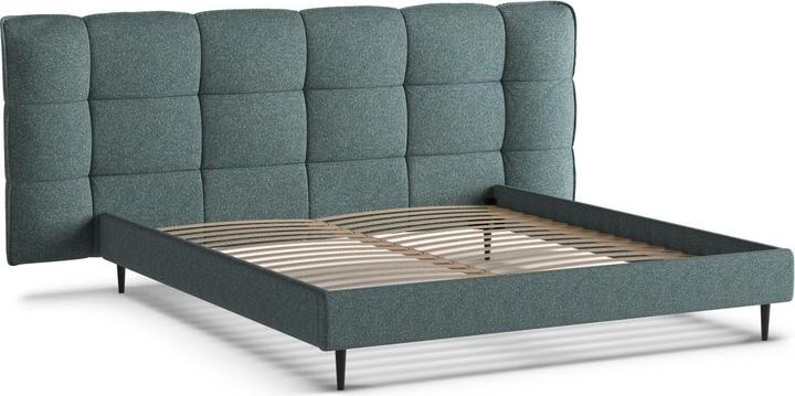 Actual product image Micadoni Storage Bed With Headboard, "Eric", Blue Melange, 220x270x114 Made in Europe (180 x 200 cm)