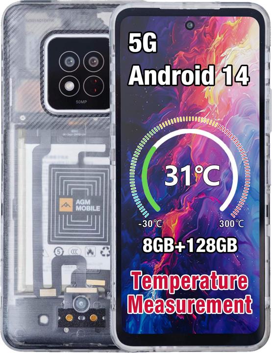 Bea-Fon AGM MOBILE X6 Phantom 8+128GB Outdoor Smartphone 5G (128 GB, Black, 6.78", Dual SIM, 5G)