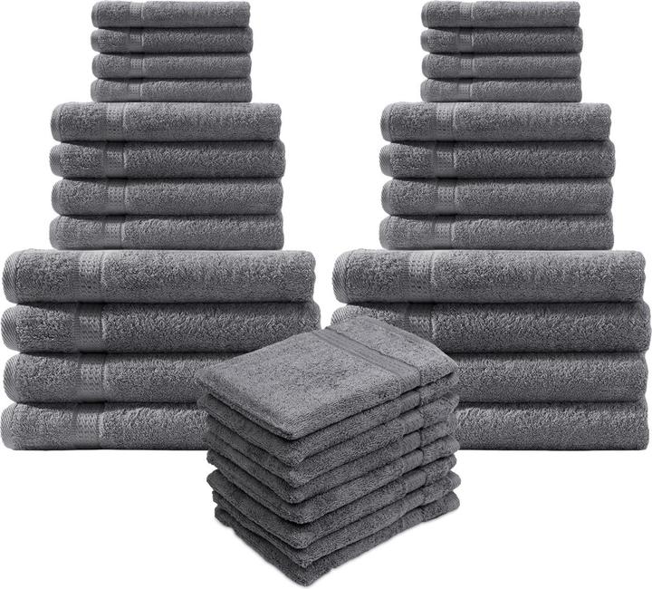 Image du produit Casativo Set de 32 serviettes 100% coton, anthracite (100 x 150 cm, 16 x 21 cm, 8 x 8 x 100 cm, 8 x 8 x 8 cm)