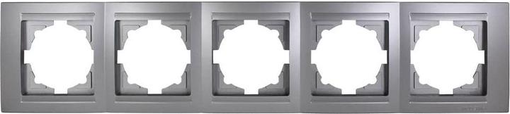 Actual product image Gunsan Moderna 5-way frame for 5 sockets switch dimmer silver