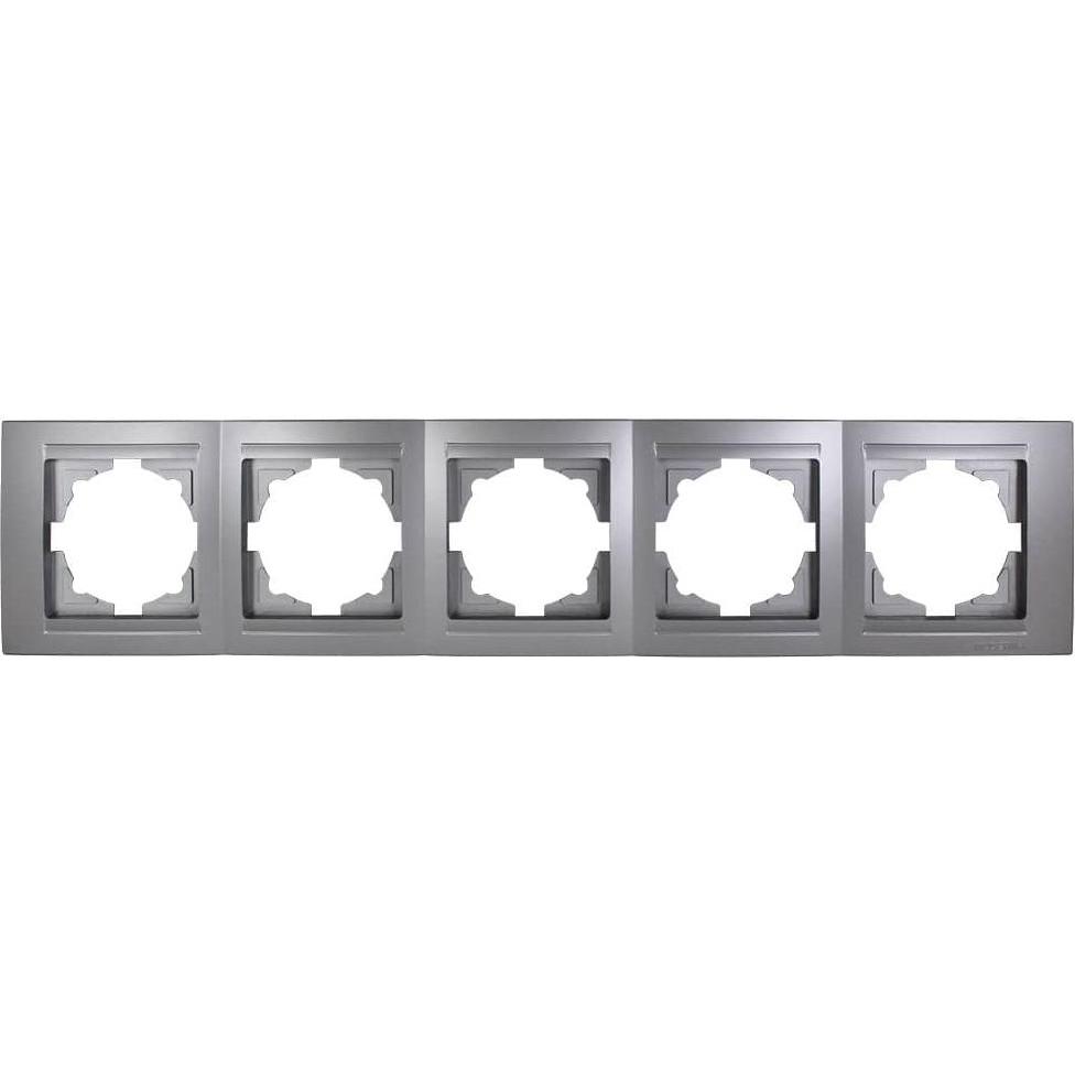 Gunsan Moderna 5-fach Rahmen für 5 Steckdosen Schalter Dimmer Silber, Taster + Schalter, Silber