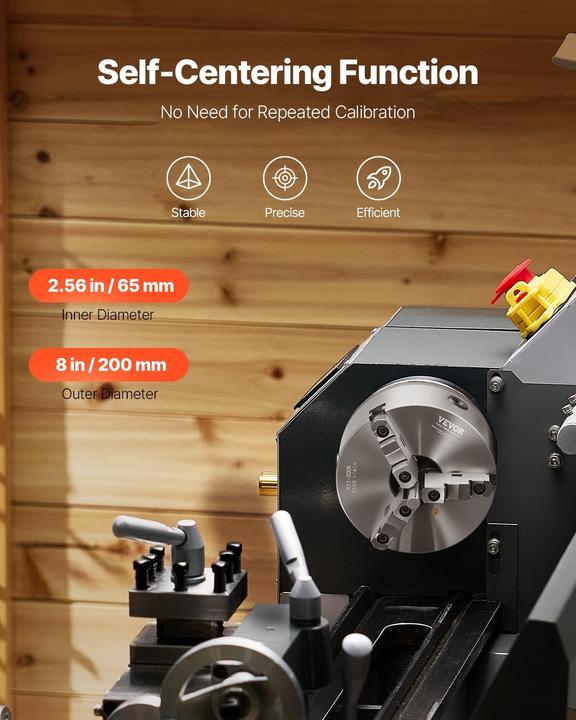 Actual product image Vevor 3-Jaw Self-Centering Lathe Chuck