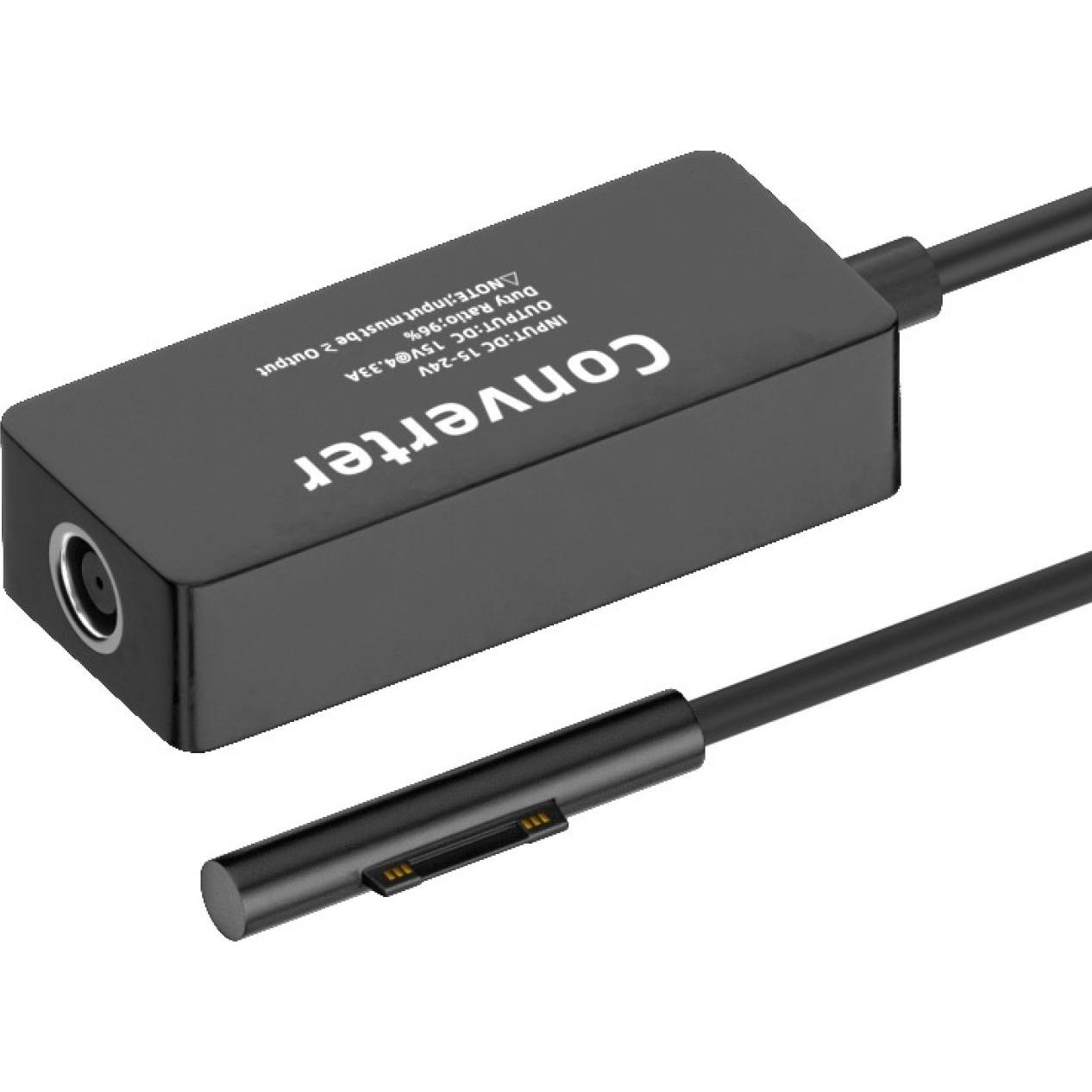 PowerGuard HP Dell 7.4 x 5mm auf Microsoft Surface Ladegerät Netzteil Adapter, Notebook Netzteil, Schwarz
