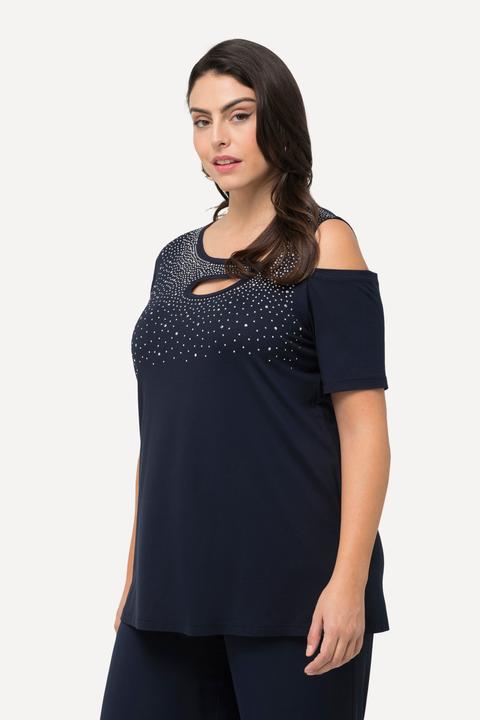 Produktbild Ulla Popken T-Shirt, Ziersteine, A-Linie, Cut-Outs, Halbarm (46, 48)