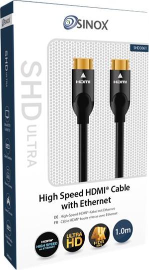 Productafbeelding Sinox ULTRAHD - Hoge snelheid - HDMI kabel met ethernet - HDMI kabel naar HDMI kabel - 1 m - gesorteerd - (1 m)