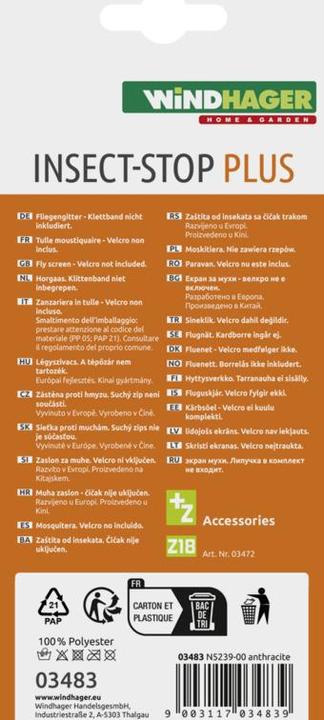 Valeurs nutritives et ingrédients Windhager Moustiquaire Velcro pour fenêtre (150 x 300 cm)