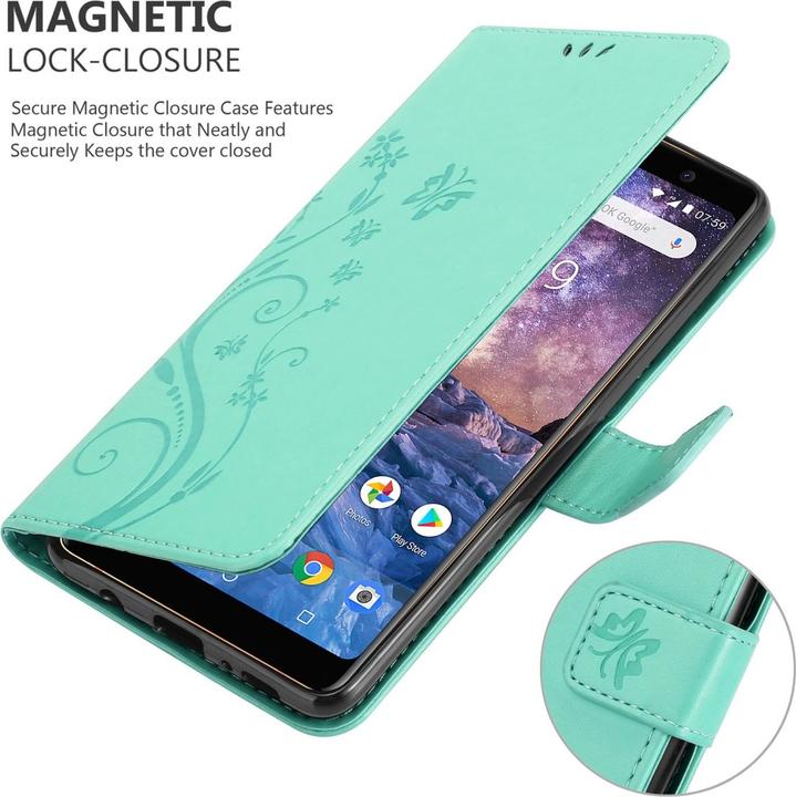 Actual product image Cadorabo Flower Book Case for Nokia 7 PLUS (Nokia 7 Plus)