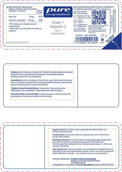 Actual product image Pure encapsulations Iron & Vitamins C (30 Piece, Capsules, 40 g)