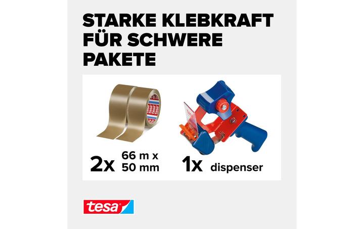Produktbild tesa tesapack Handabroller Set mit 2 reissfesten PVC Packbändern (50 mm)