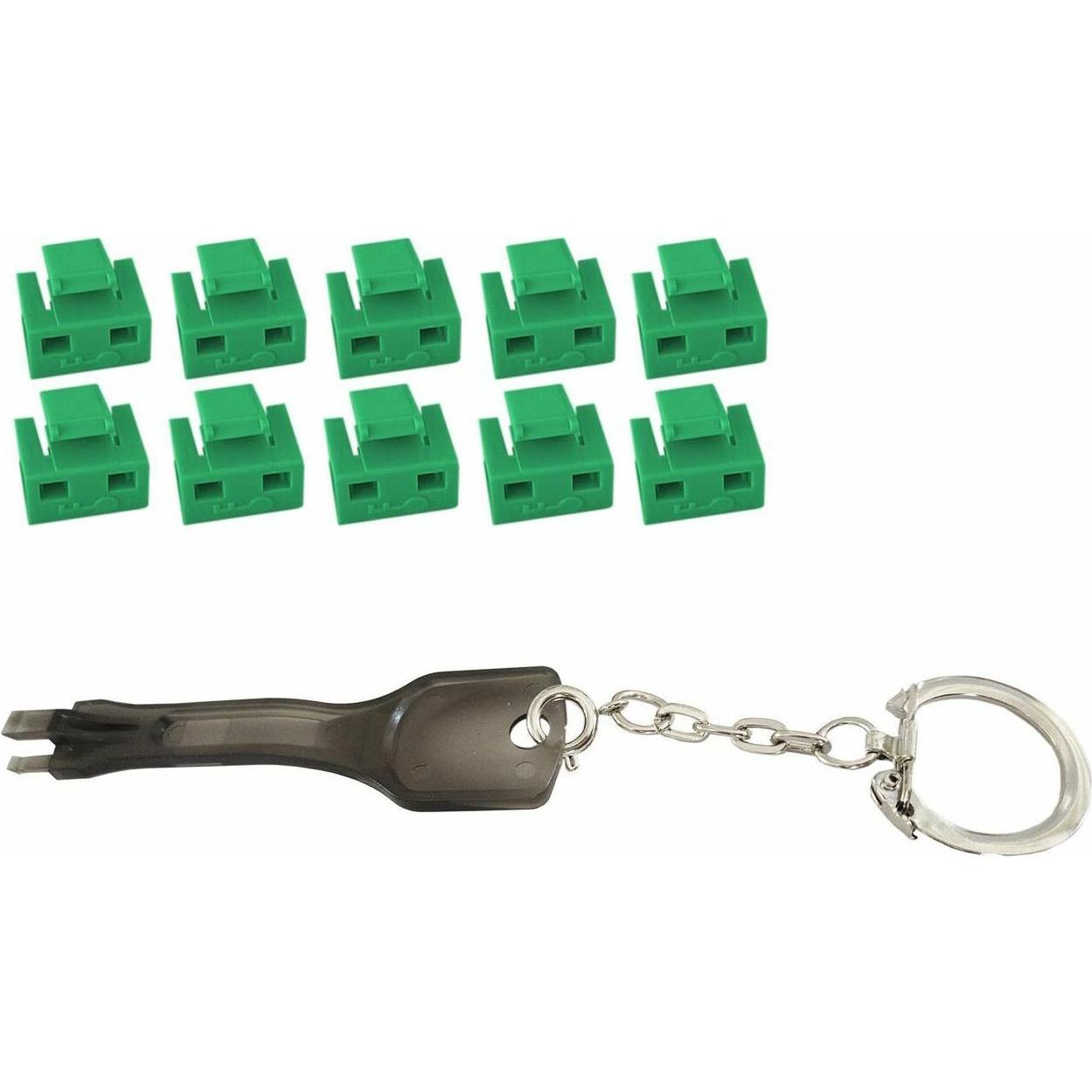 Thumbnail - MicroConnect RJ45 Port blockers with key, Notebook Security, Schwarz, Grün