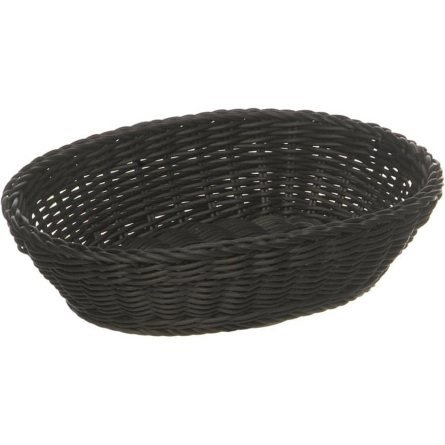 Multi Brødkurv 25x19x6.5 cm Oval Kraftig flet PP Sort,1 stk, Brotaufbewahrung, Schwarz