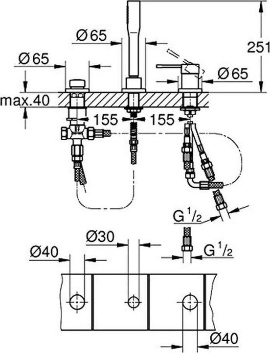 Produktbild Grohe 3-Loch-Einhand-Wannenkomb. ESSENCE o Auslauf chr