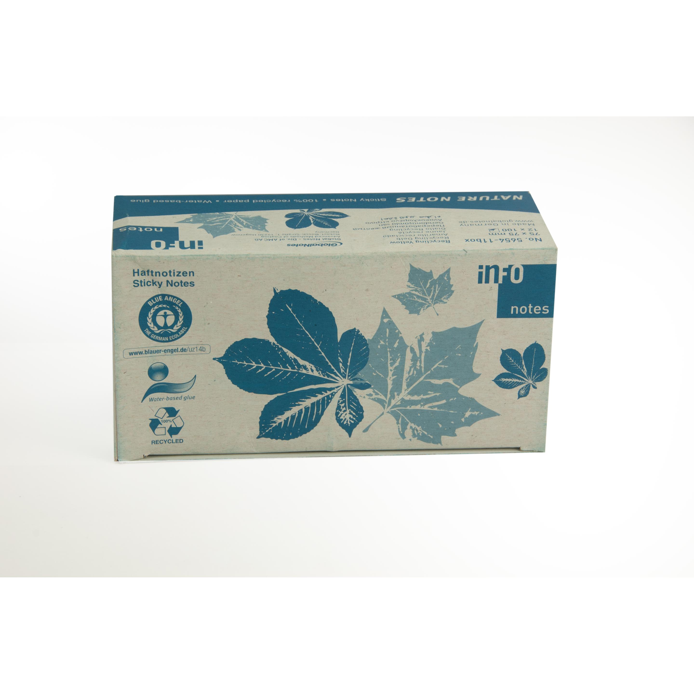 Info, Haftnotiz, Recycling Haftnotizen Standard 5654-11BOX gelb 12 Blöcke (75 x 75 mm)