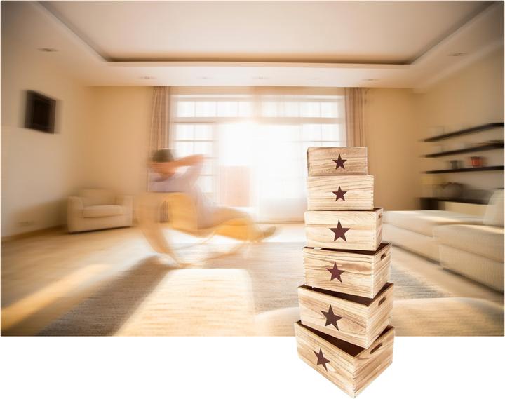 Image du produit Natura Punto Boîtes décoratives en bois "Étoile", lot de 6