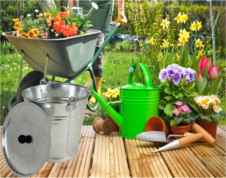 Immagine prodotto Natura Punto Secchio in zinco con coperchio e manico, capacità 12 l (29.50 cm)