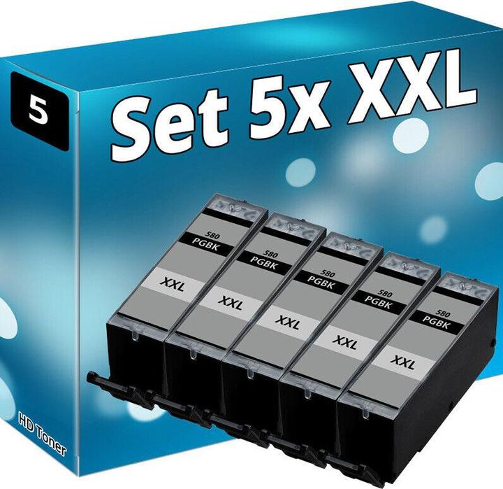 Produktbild Druckfuxx 5x XXL DRUCKER PATRONEN für CANON PIXMA TS8150 TS8151 TS8152 TS9150 TS9155 pgbk