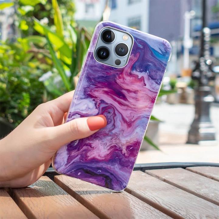 Produktbild Cover-Discount iPhone 15 Pro Max - Silikon Gummi Case Purple Marble (Apple iPhone 15 Pro Max)