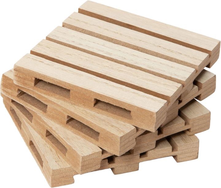 Produktbild Out of the blue Naturfarbene Holz-Untersetzer in Paletten-Form, 4 Stück, ca. 10 x 4cm