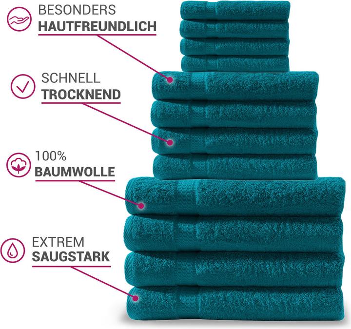 Produktbild Casativo Handtuchset 24-teilig, je 8 Gäste-, Hand- und Duschtücher (100 x 50 cm, 140 x 70 cm, 50 x 30 cm)