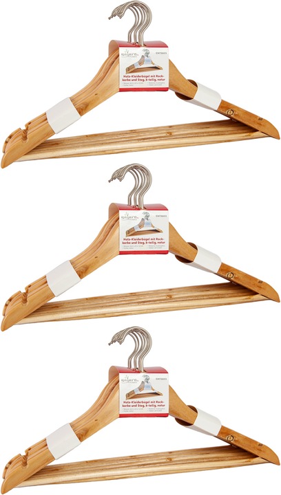 Immagine prodotto Natura Punto Set di 24 appendiabiti con tacca per la gonna e barra per i pantaloni (24 x)
