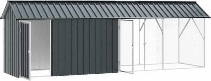 Actual product image vidaXL Aviary with extension anthracite 210x442x247 cm steel