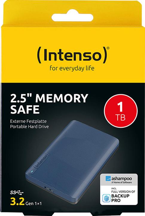 Actual product image Intenso HDD 1TB Memory Safe 2.5" USB 3.2 Gen1 Blue (1 TB)