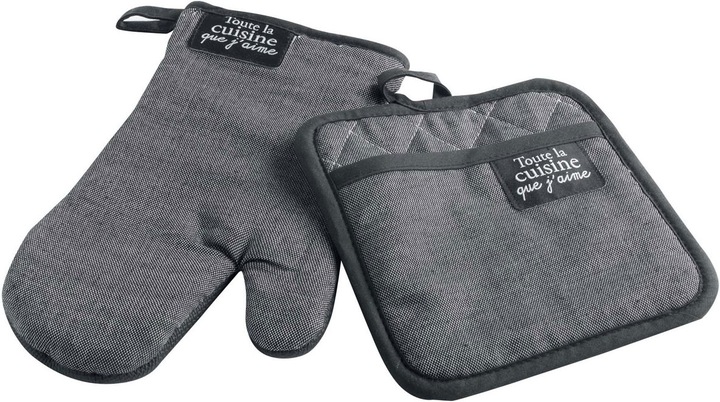 Casativo Edles Ofenhandschuh und Topflappen Set (5% Polyamid, 12% Viskose, 50% Polyester, 33% Baumwolle)