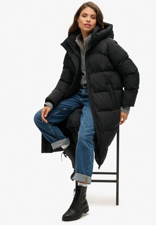 Produktbild Superdry lange daunenjacke it kapuze, daen (M)