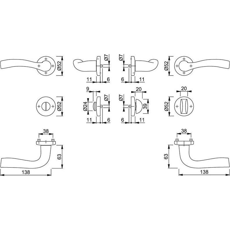 Thumbnail - Hoppe, Türgriff + Fenstergriff, Melbourne 1672/19KV/19KVS Badgarnitur WC F1-2 (Türgarnitur)