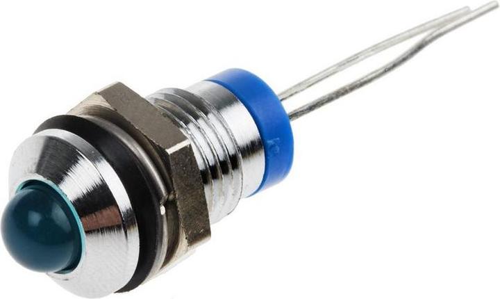 Produktbild RS PRO LED vorst 8mm chrom Pins 2VDC blau IP67