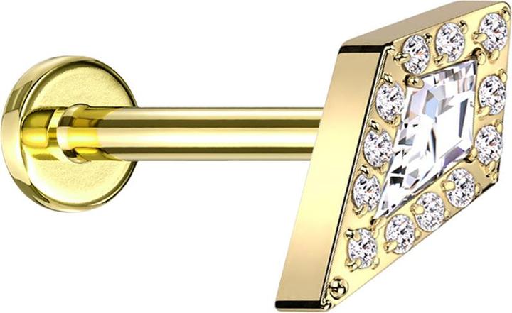 Produktbild Star Piercing Micro Labret Innengewinde vergoldet Diamant vergoldet grosser Kristall silber (ohne Messing, Titan)