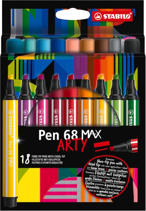 Produktbild STABILO PEN 68 MAX ARTY - Fasermaler (Mehrfarbig, 18 x)