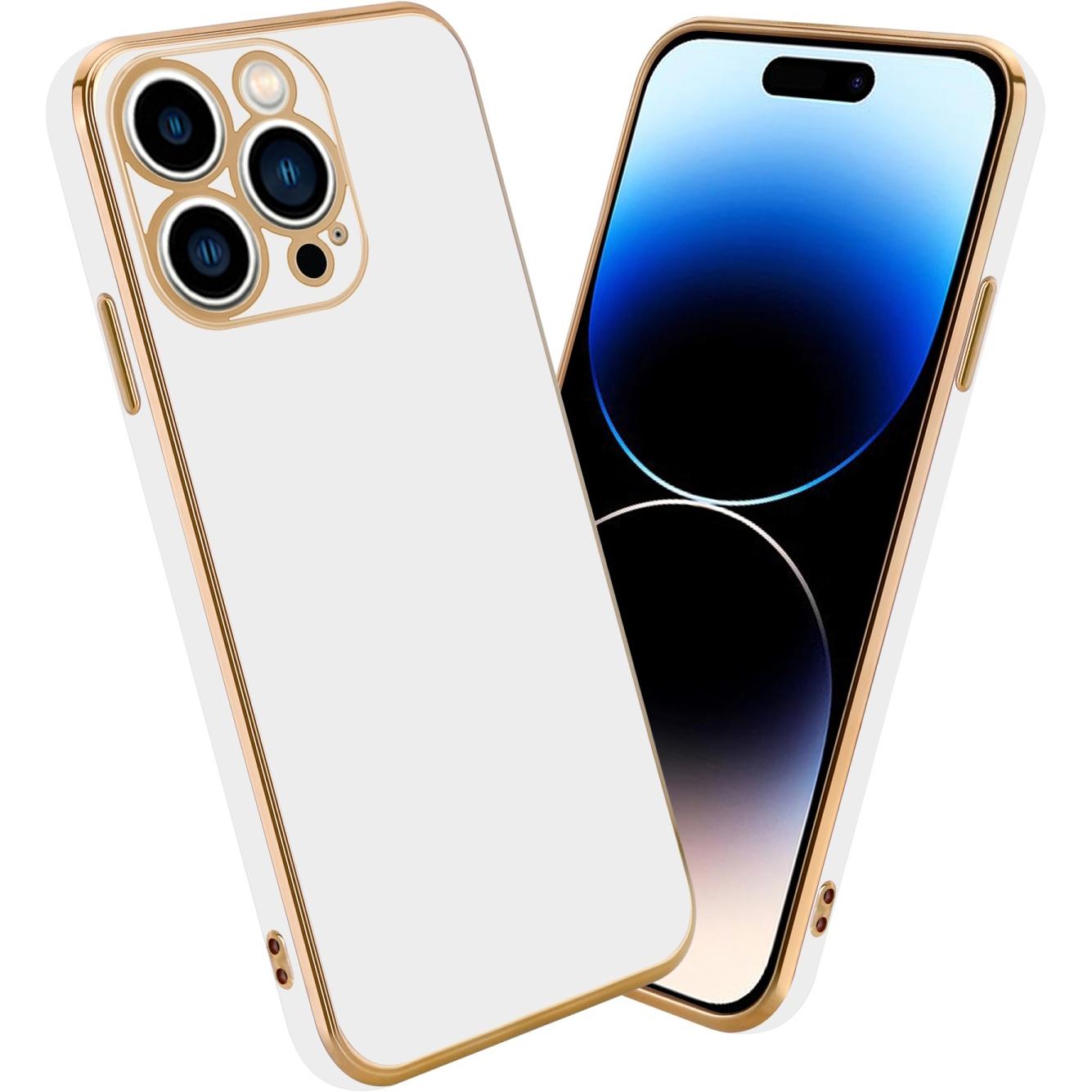 Cadorabo Hülle für Apple iPhone 14 PRO im TPU mit Kameraschutz LM130 Style (Apple iPhone 14 Pro), Smartphone Hülle, Weis...