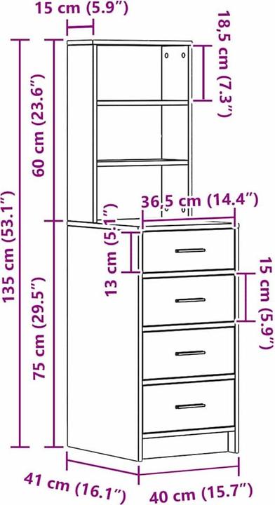 Actual product image vidaXL Rustikaler Hochschrank