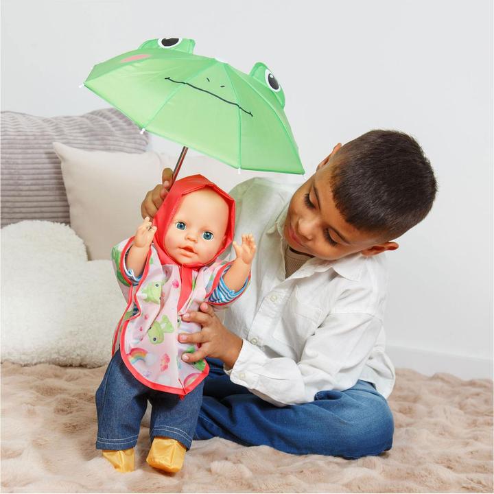 Produktbild Heless Regenanzug für Puppen mit Regenmantel, Regenschirm und Stiefeln – Grösse 28–35 cm