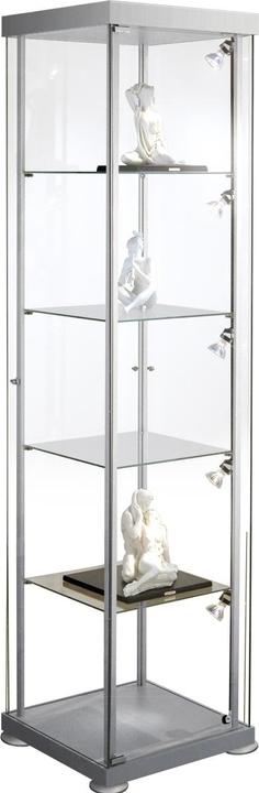 Produktbild Kerkmann Quadrat-Vitrine expoline, 4 Glasb”den, alusilber (42.50 x 42.50 x 180 cm)