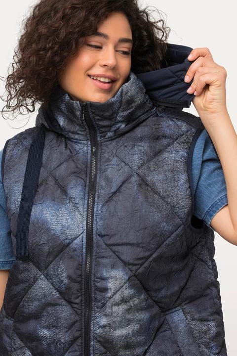 Produktbild Ulla Popken Long-Steppweste, seitliche Zipper, Stehkragen, ärmellos (46, 48)