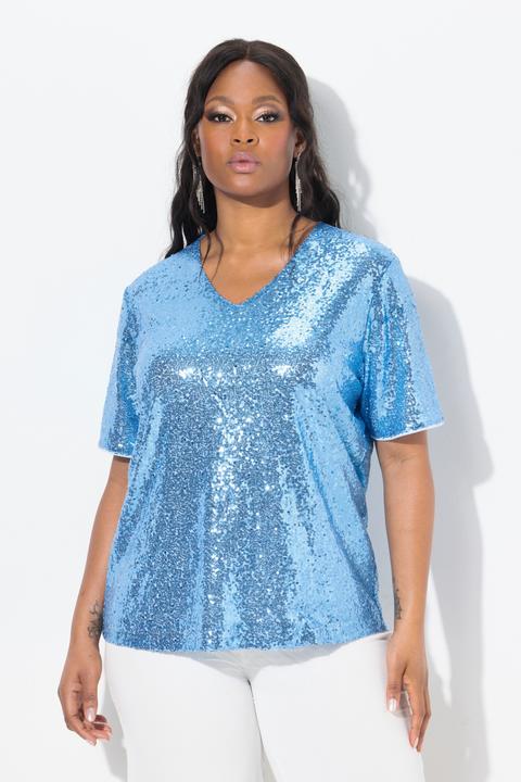 Produktbild Ulla Popken Blusenshirt, Pailletten, V-Ausschnitt, Halbarm (42, 44)