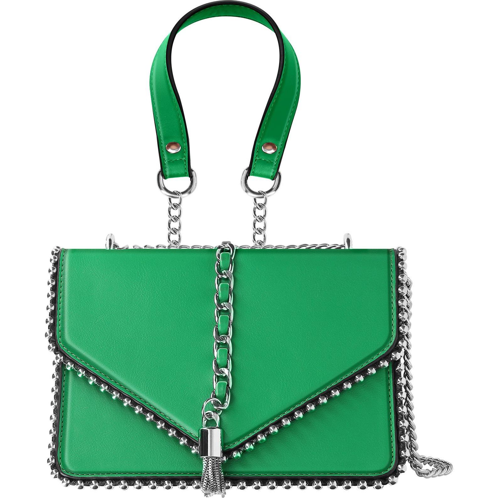 Gallantry, Handtasche, Trendy Handtasche mit Metallic-Kettenhenkel, Grün