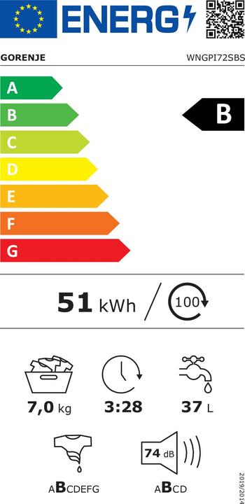 Energy Label Gorenje WNGPI72SBS (7 kg, Left)