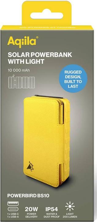 Image du produit Aqiila Powerbird BS10 - banque d'énergie solaire 10000 mAh (10000 mAh, 6 W, 37 Wh)