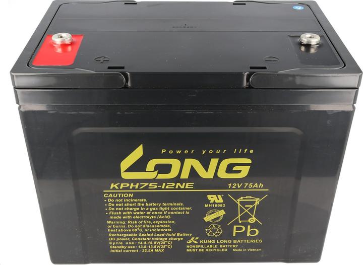 Kung Long Akku KPH75-12NE mit M6 Innengewinde (75 Ah, 12 V)