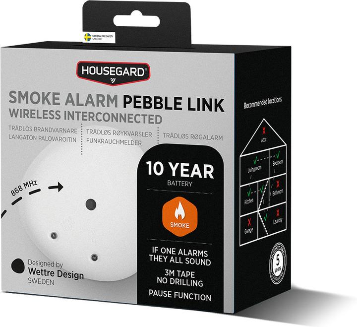 Actual product image Housegard Smoke Alarm Pebble Link Wireless Interconnected