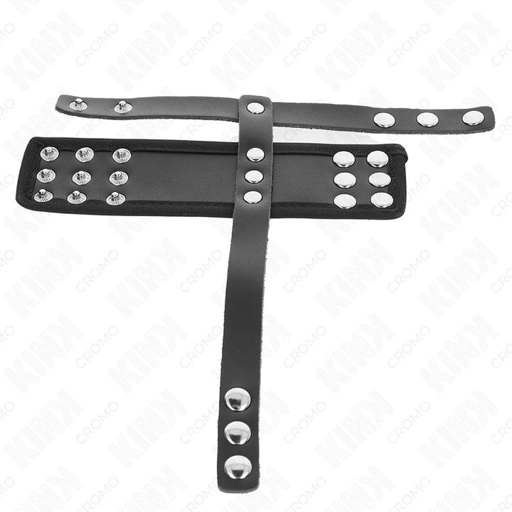 Actual product image Kink Leather Penis Ring With Adjustable Coated Squat Separator Strap