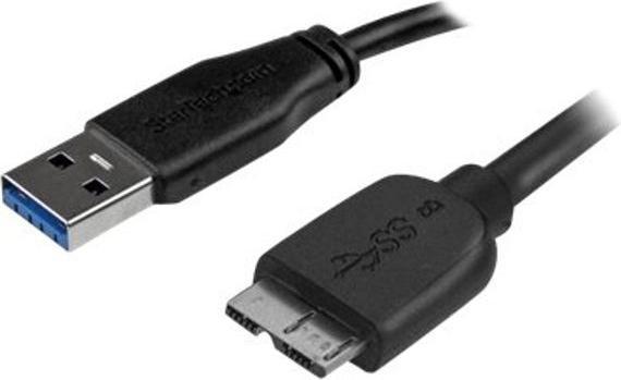 Produktbild StarTech 3m schlankes SuperSpeed USB 3.0 A auf Micro B Kabel - St/St - USB 3.0 Anschlusskabel - Schwarz (3 m, USB 3.2 Gen 1)