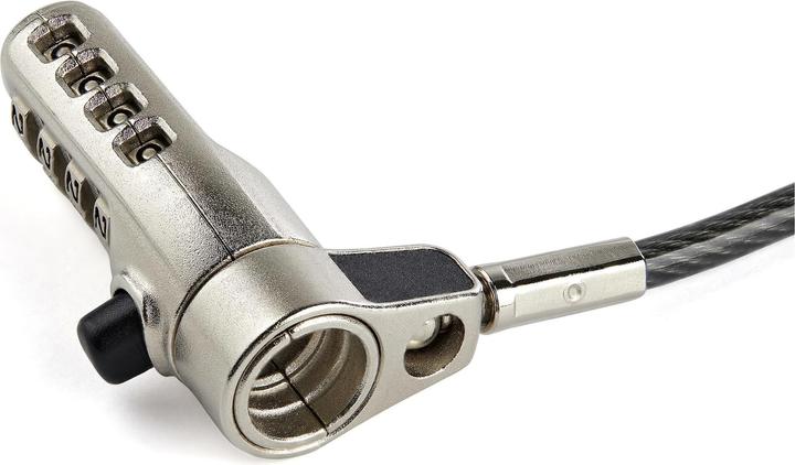 Productafbeelding StarTech 3-in-1 universeel laptopslot met kabel - 4-cijferig combinatieslot voor veiligheidskabels.