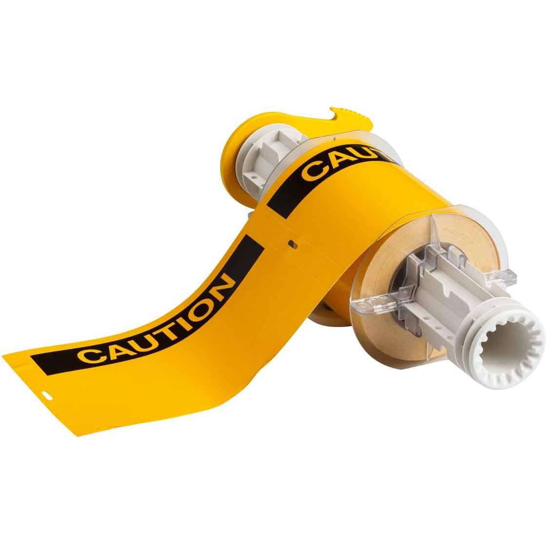 Brady, Etikettenrol, B85-102x152-595-OSHACA, voorbedrukte vinyl etiketten, zwart op geel, glanzend, 101,60 x 1 (15.24 cm)