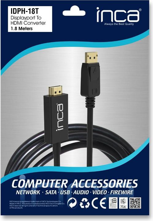 Actual product image Inca DisplayPort to HDMI,cable length 1.8 m,10.2 Gbit/s (max.) (1.80 m)