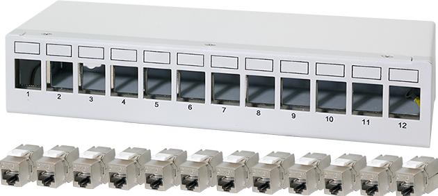 Produktbild LogiLink Patch Panel 12 Port mit 12 Cat.6A Keystone Modulen